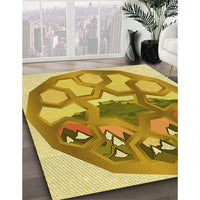 Patterned Bold Yellow Rug, pat1613yw