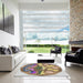 Square Patterned Brown Novelty Rug in a Living Room, pat1613