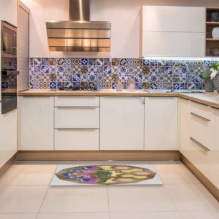 Patterned Brown Novelty Rug in a Kitchen, pat1613
