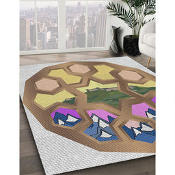 Patterned Brown Novelty Rug in Family Room, pat1613