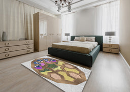 Patterned Brown Novelty Rug in a Bedroom, pat1613