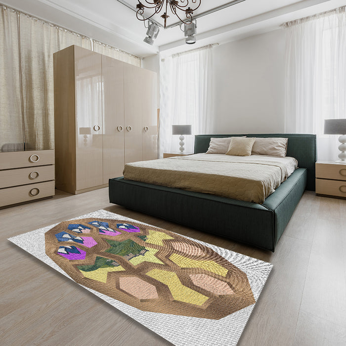 Patterned Brown Novelty Rug in a Bedroom, pat1613