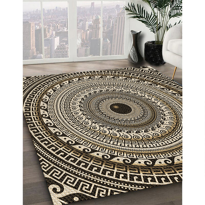 Patterned Midnight Gray Rug in Family Room, pat1614brn
