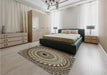 Patterned Midnight Gray Rug in a Bedroom, pat1614brn