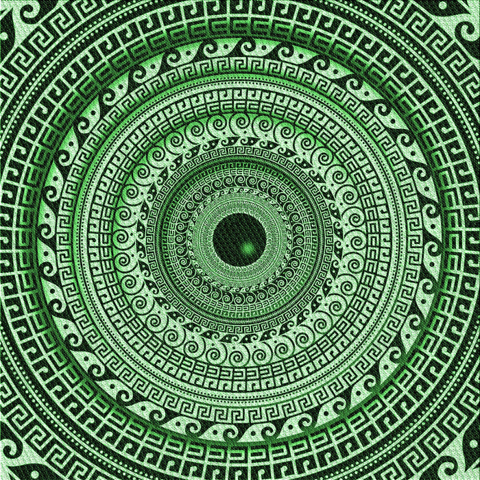 Round Patterned Pastel Green Rug, pat1614grn