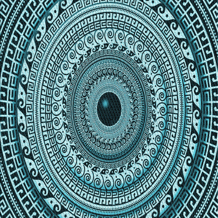 Patterned Deep Teal Green Rug, pat1614lblu