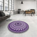 Round Patterned Dark Purple Rug in a Office, pat1614pur