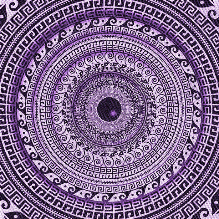 Round Machine Washable Transitional Dark Purple Rug, wshpat1614pur