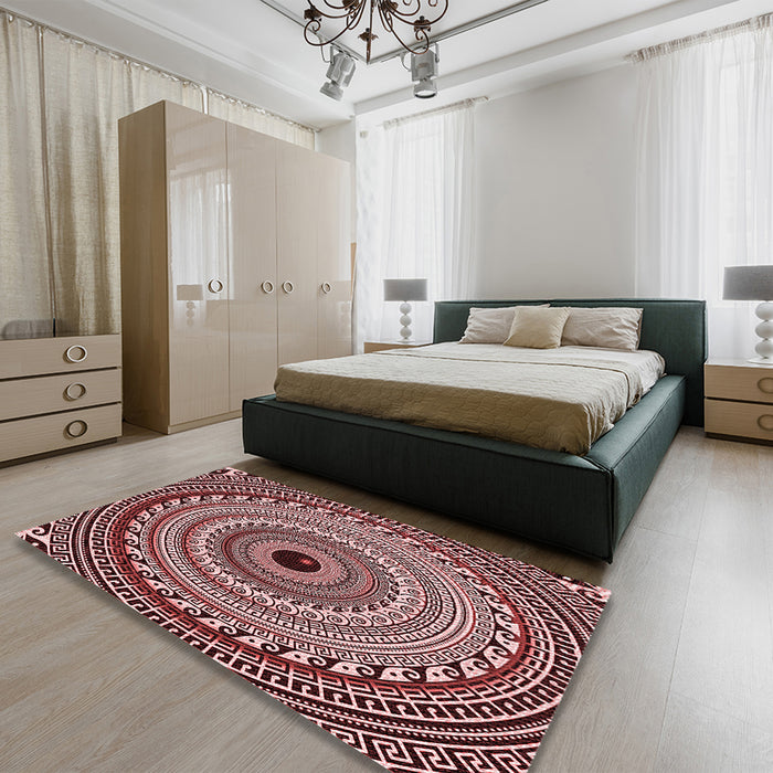 Patterned Pink Daisy Pink Rug in a Bedroom, pat1614rd