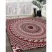 Patterned Pink Daisy Pink Rug in Family Room, pat1614rd