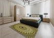 Patterned Black Brown Rug in a Bedroom, pat1614yw