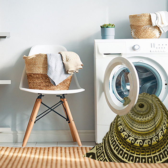 Machine Washable Transitional Black Brown Rug in a Washing Machine, wshpat1614yw