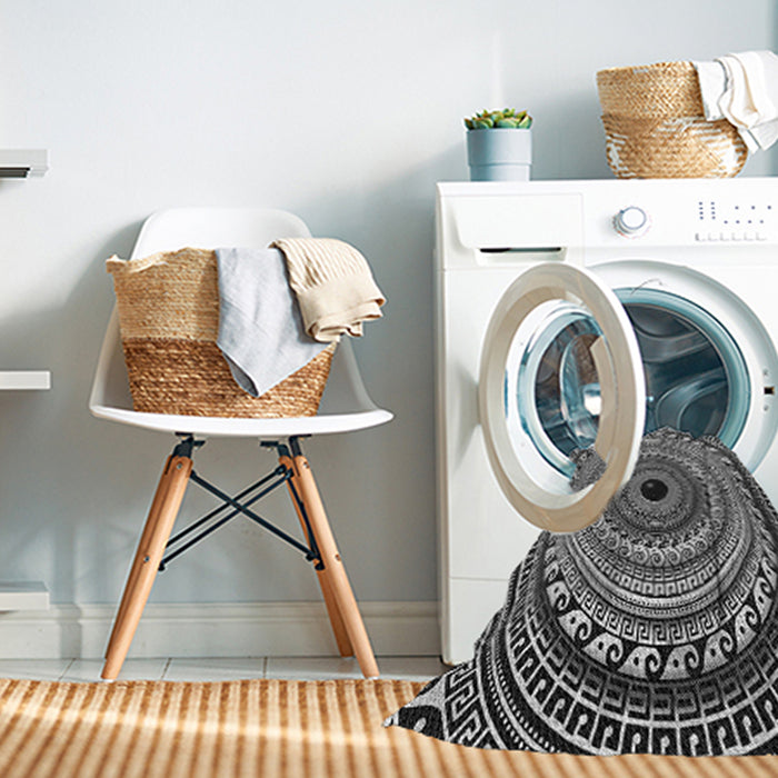 Machine Washable Transitional Charcoal Black Rug in a Washing Machine, wshpat1615gry