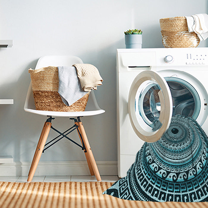 Machine Washable Transitional Deep Teal Green Rug in a Washing Machine, wshpat1615lblu