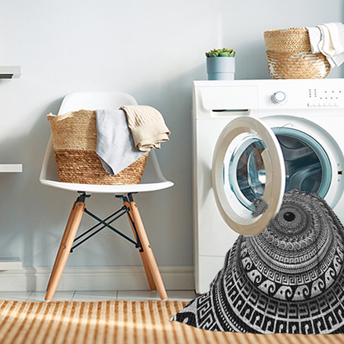 Patterned Mid Gray Abstract Machine Washable Rug in a Washing Machine, wshpat1615