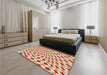 Round Machine Washable Transitional Khaki Gold Rug in a Office, wshpat1616brn