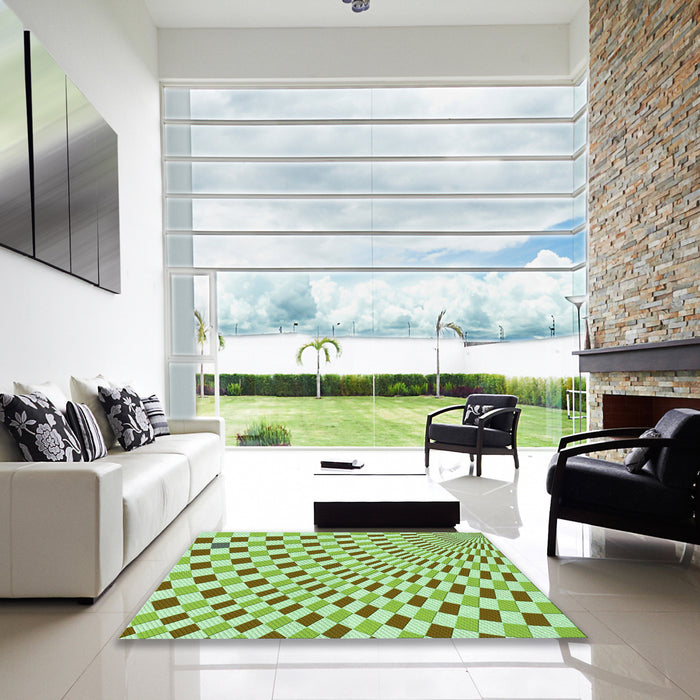 Machine Washable Transitional Light Green Rug in a Kitchen, wshpat1616grn