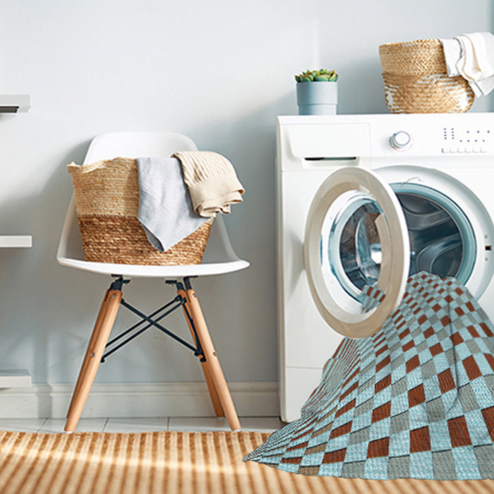Machine Washable Transitional Blue Rug in a Washing Machine, wshpat1616lblu