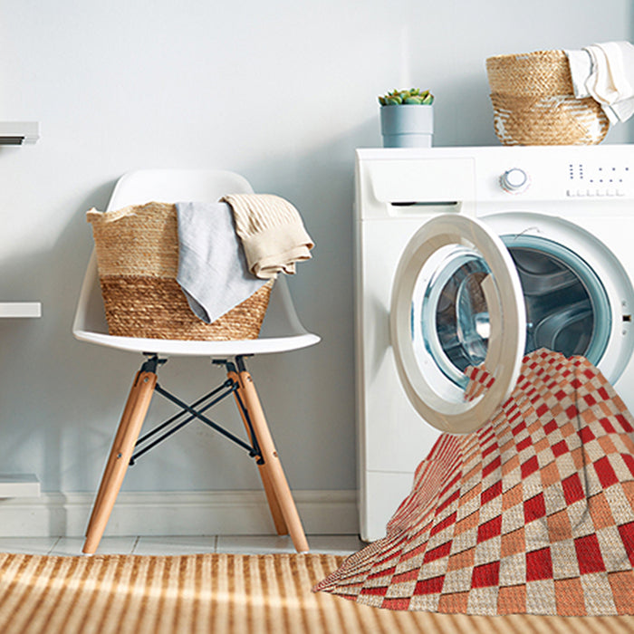Machine Washable Transitional Orange Red Orange Rug in a Washing Machine, wshpat1616org