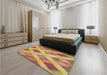 Round Machine Washable Transitional Orange Rug in a Office, wshpat1617brn
