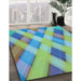 Machine Washable Transitional Green Rug in a Family Room, wshpat1617lblu