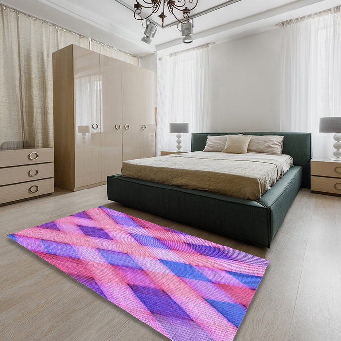 Round Machine Washable Transitional Violet Purple Rug in a Office, wshpat1617pur