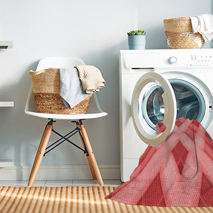 Machine Washable Transitional Ruby Red Rug in a Washing Machine, wshpat1617rd