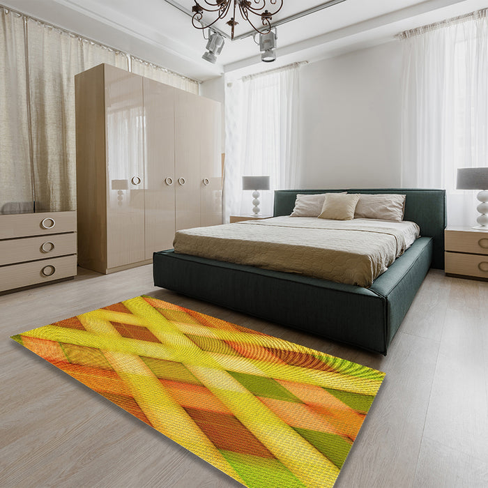 Round Machine Washable Transitional Orange Rug in a Office, wshpat1617yw