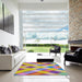 Square Patterned Raspberry Purple Abstract Machine Washable Rug in a Living Room, wshpat1617