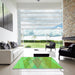 Machine Washable Transitional Emerald Green Rug in a Kitchen, wshpat1618grn