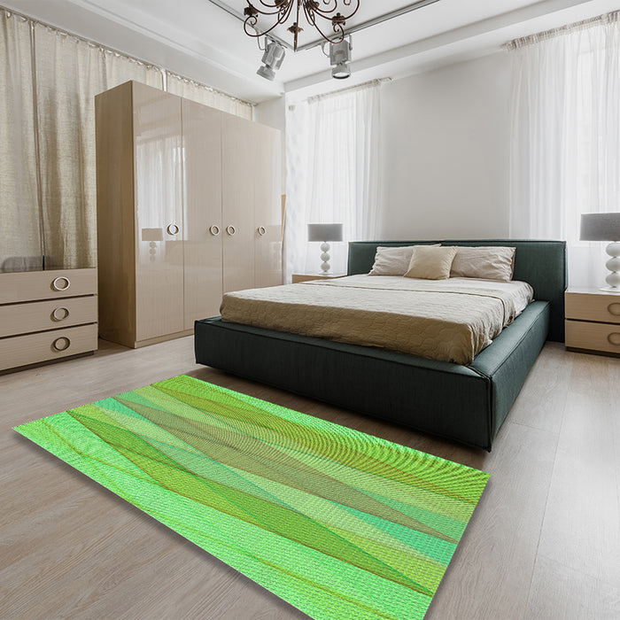 Round Machine Washable Transitional Emerald Green Rug in a Office, wshpat1618grn