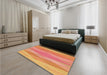 Round Machine Washable Transitional Bright Orange Rug in a Office, wshpat1618org