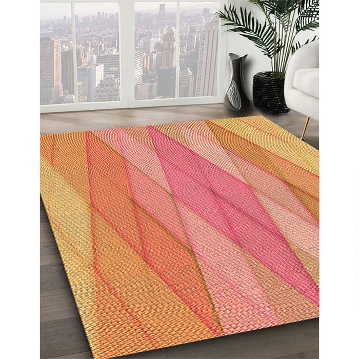 Machine Washable Transitional Bright Orange Rug in a Family Room, wshpat1618org