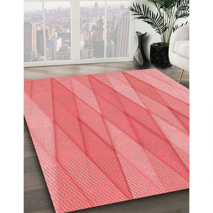 Machine Washable Transitional Light Coral Pink Rug in a Family Room, wshpat1618rd