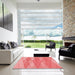 Machine Washable Transitional Light Coral Pink Rug in a Kitchen, wshpat1618rd