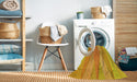 Machine Washable Transitional Neon Orange Rug in a Washing Machine, wshpat1618yw