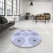Round Patterned Lavender Blue Rug in a Office, pat1619blu