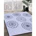 Patterned Lavender Blue Rug in Family Room, pat1619blu