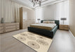 Patterned Peru Brown Rug in a Bedroom, pat1619brn
