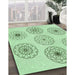 Machine Washable Transitional Mint Green Rug in a Family Room, wshpat1619grn