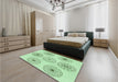 Patterned Mint Green Rug in a Bedroom, pat1619grn