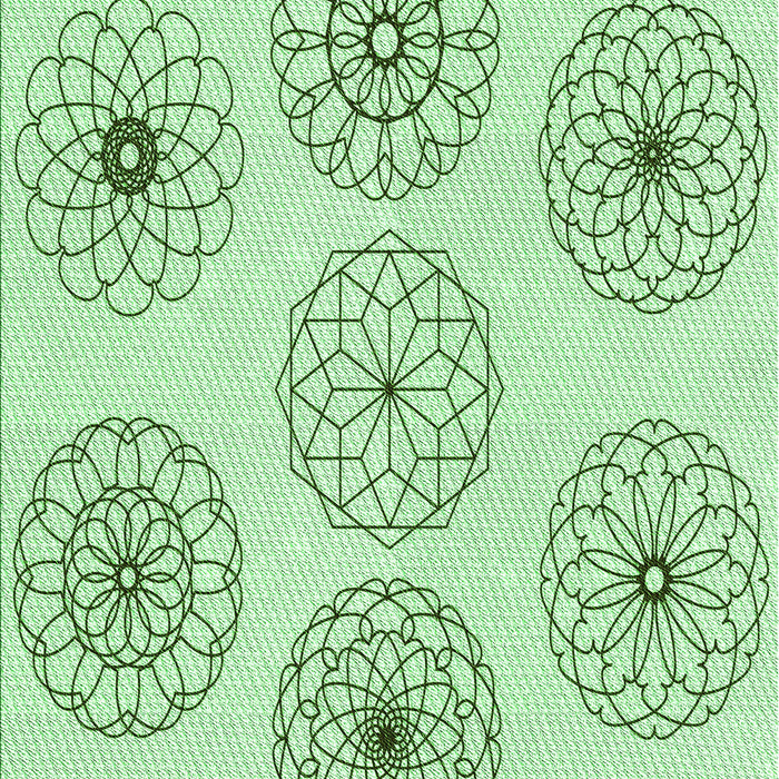 Machine Washable Transitional Mint Green Rug, wshpat1619grn