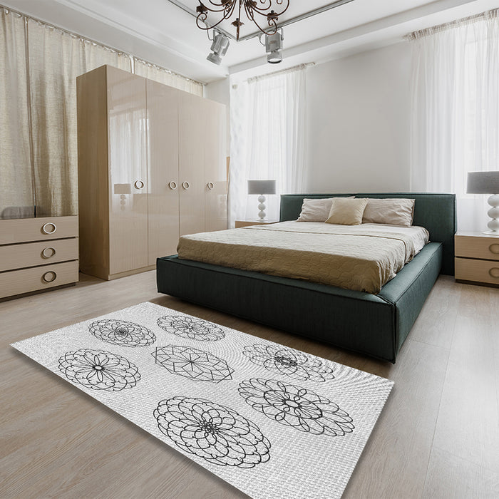 Patterned Platinum Gray Rug in a Bedroom, pat1619gry