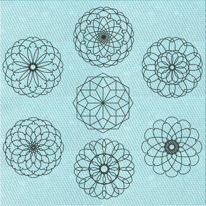 Round Patterned Electric Blue Rug, pat1619lblu