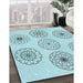 Patterned Electric Blue Rug in Family Room, pat1619lblu