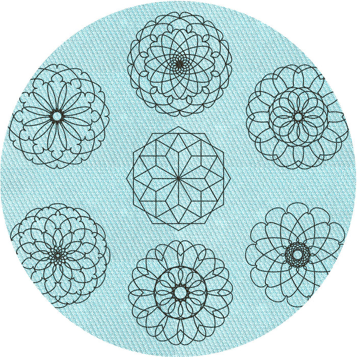 Square Patterned Electric Blue Rug, pat1619lblu