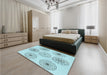 Patterned Electric Blue Rug in a Bedroom, pat1619lblu