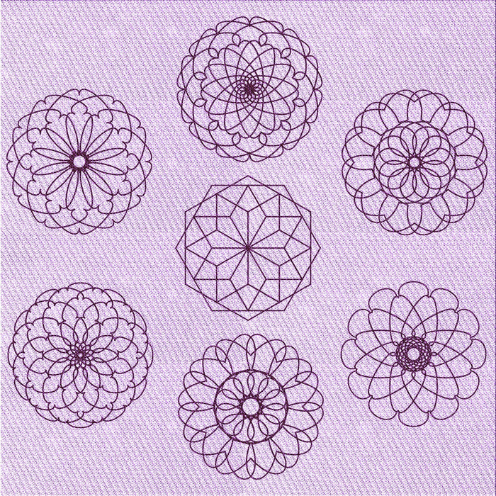 Round Machine Washable Transitional Orchid Purple Rug, wshpat1619pur