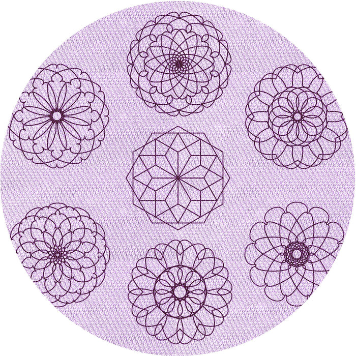 Square Patterned Orchid Purple Rug, pat1619pur