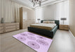 Patterned Orchid Purple Rug in a Bedroom, pat1619pur